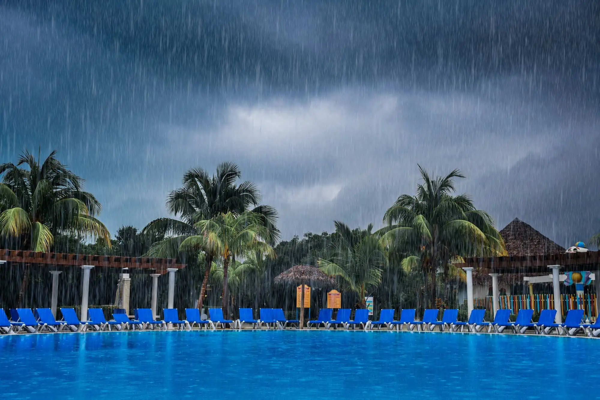 Bad Weather During Vacation at the Pool
